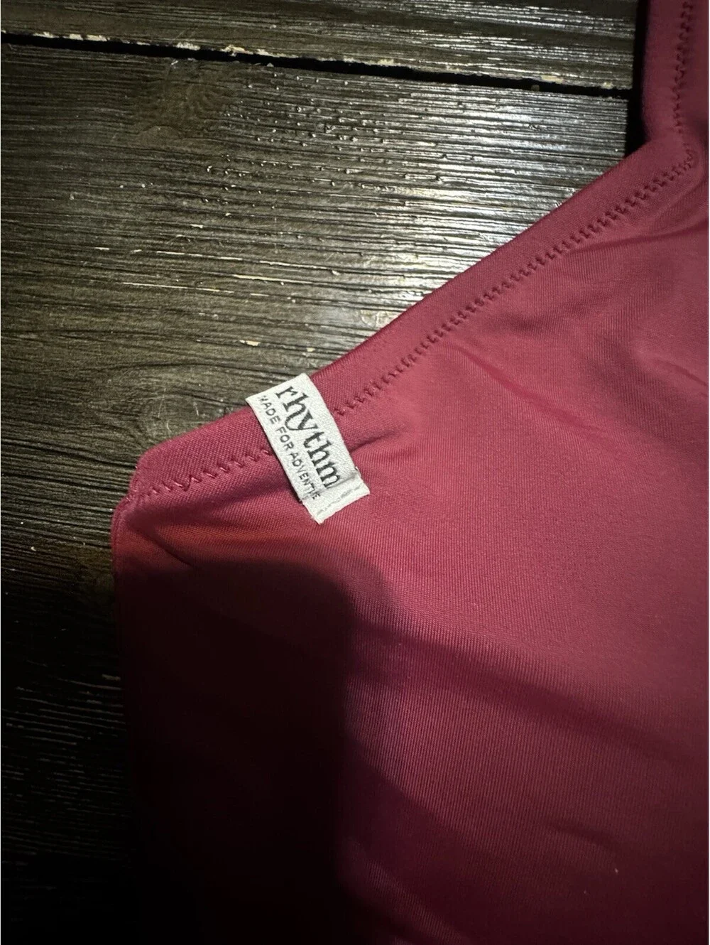 Rhythm Womens XL Burgundy High Neck Bikini Top Lined Ruched Swim Crop
